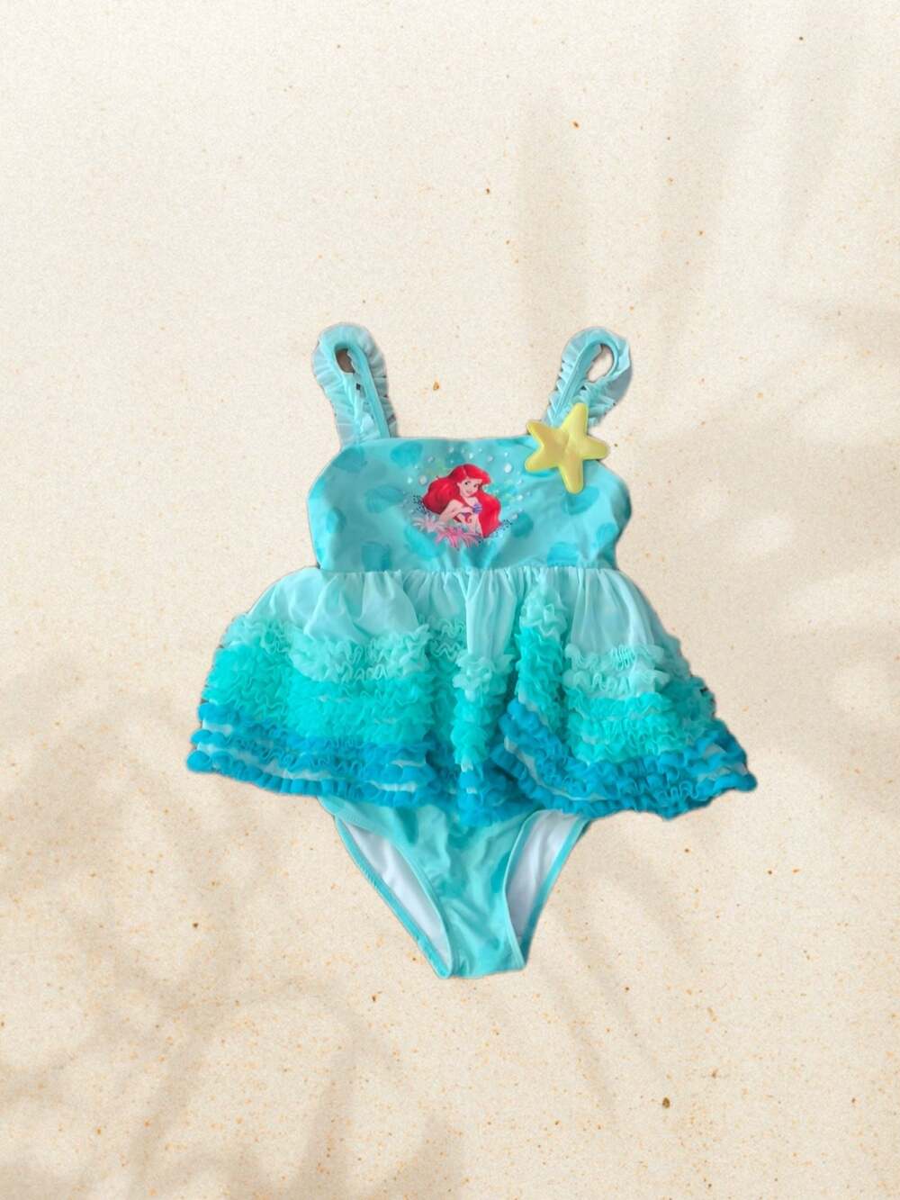 Disney Store Ariel Little Mermaid Ruffle Tutu Swimsuit Girls Size 7/8